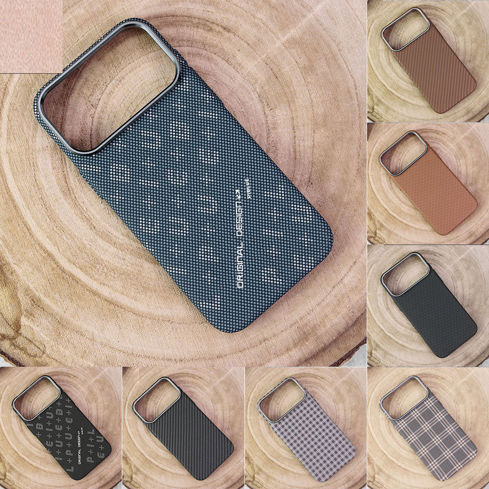 iPhone 17 Pro Max Cover Premium Piblue Carbon Fiber Texture Ultra Thin Shell Case With Metal Camera Ring Borders