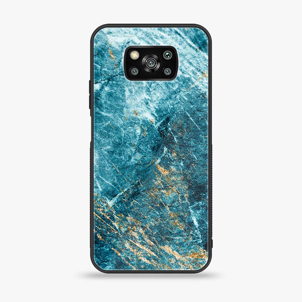 Xiaomi Poco X3 - Blue Marble Series V 2.0 - Premium Printed Glass soft Bumper shock Proof Case