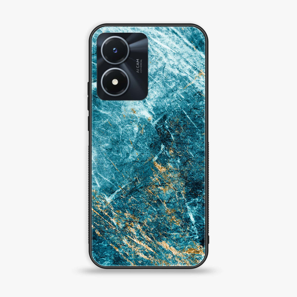 Vivo Y02s - Blue Marble Series V 2.0 - Premium Printed Glass soft Bumper shock Proof Case