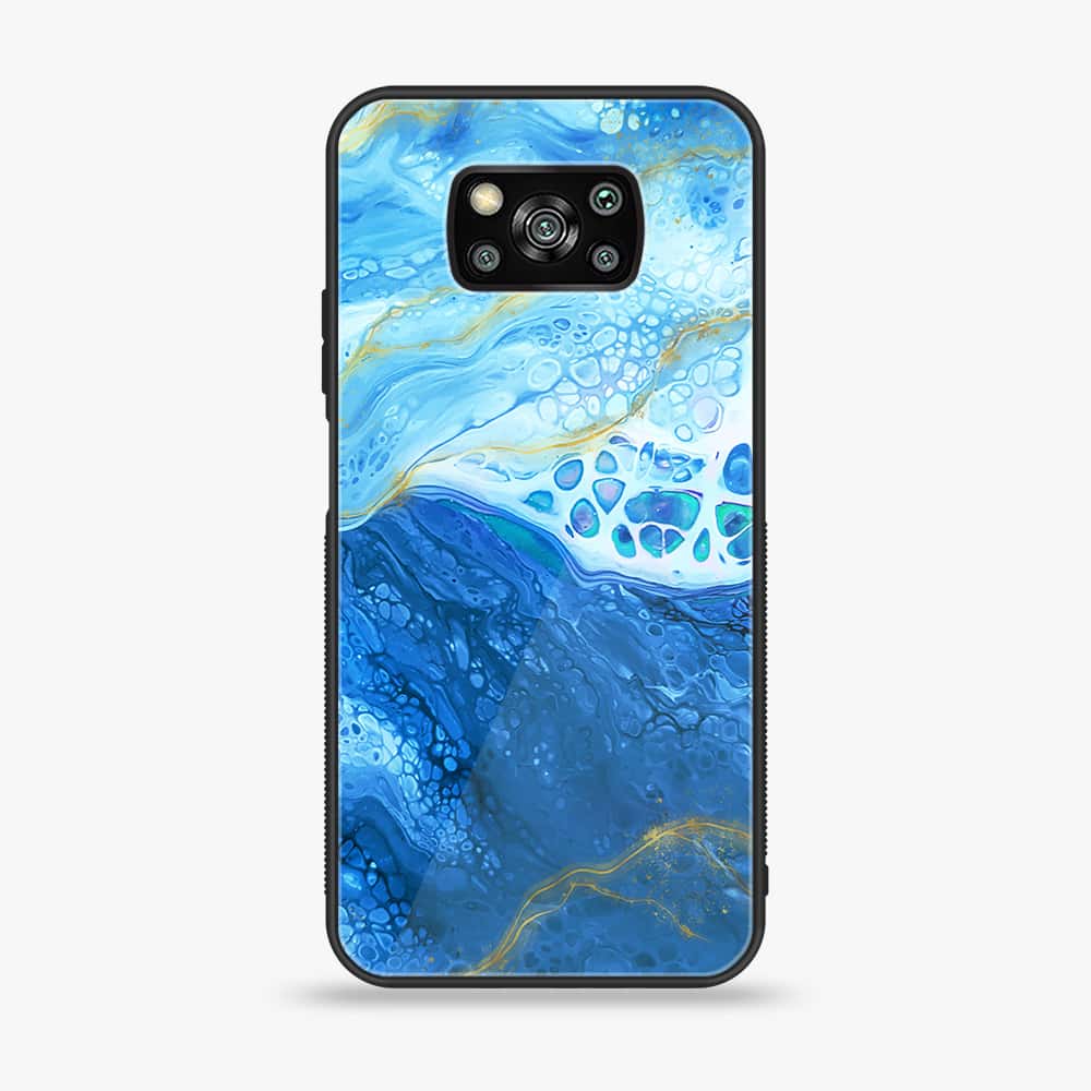 Xiaomi Poco X3 - Blue Marble Series V 2.0 - Premium Printed Glass soft Bumper shock Proof Case