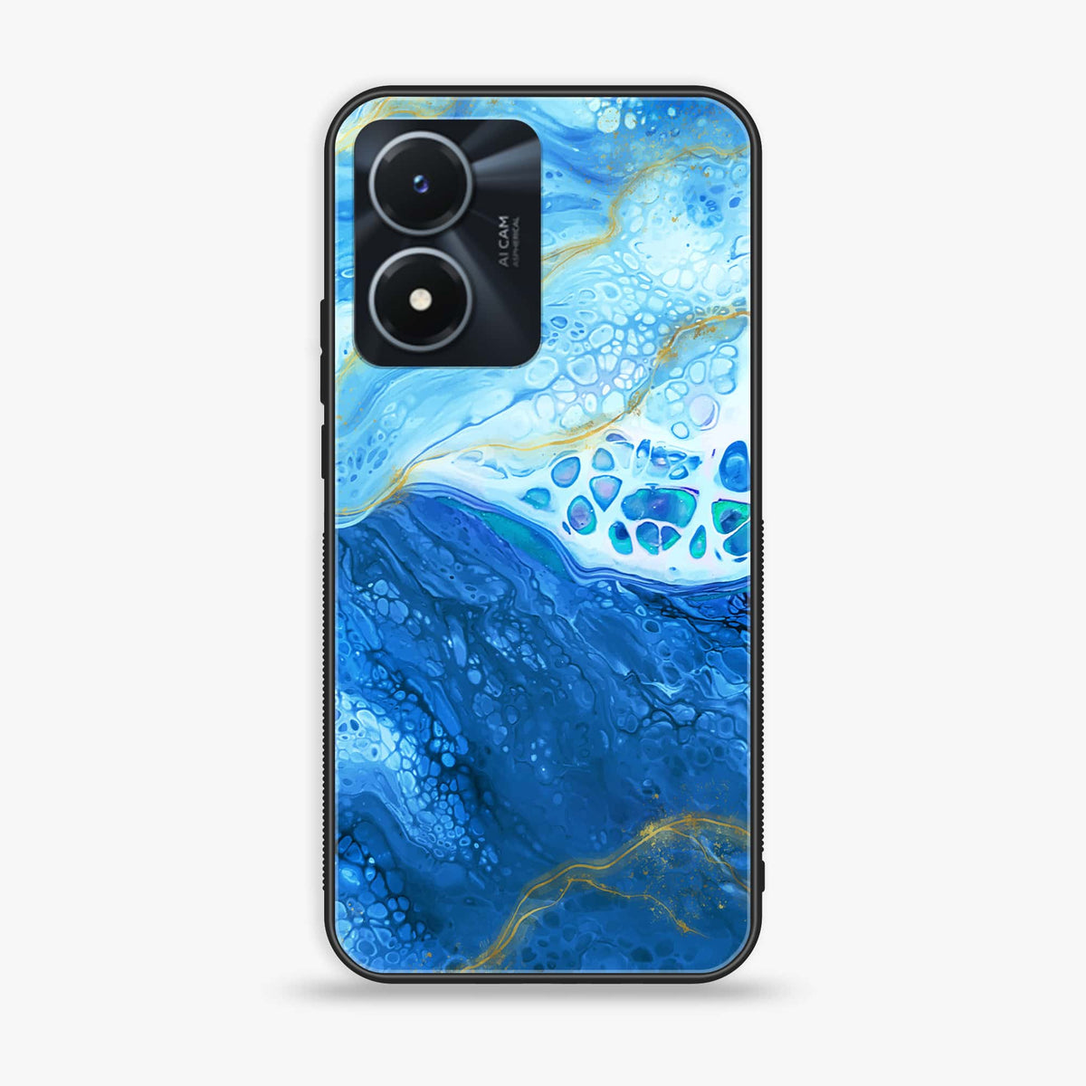 Vivo Y02s - Blue Marble Series V 2.0 - Premium Printed Glass soft Bumper shock Proof Case