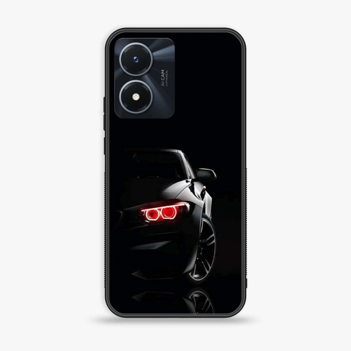 Vivo Y02s  - Black Art Series - Premium Printed Glass soft Bumper shock Proof Case