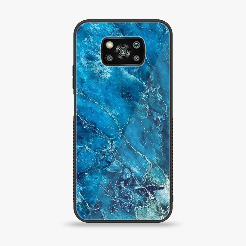 Xiaomi Poco X3 - Blue Marble Series V 2.0 - Premium Printed Glass soft Bumper shock Proof Case