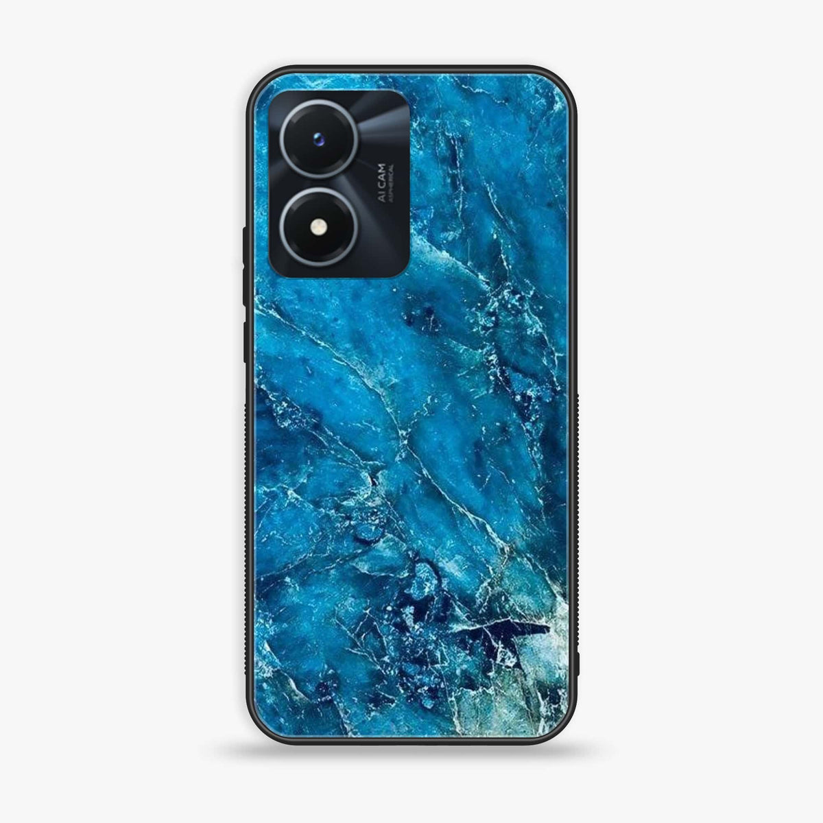 Vivo Y02s - Blue Marble Series V 2.0 - Premium Printed Glass soft Bumper shock Proof Case