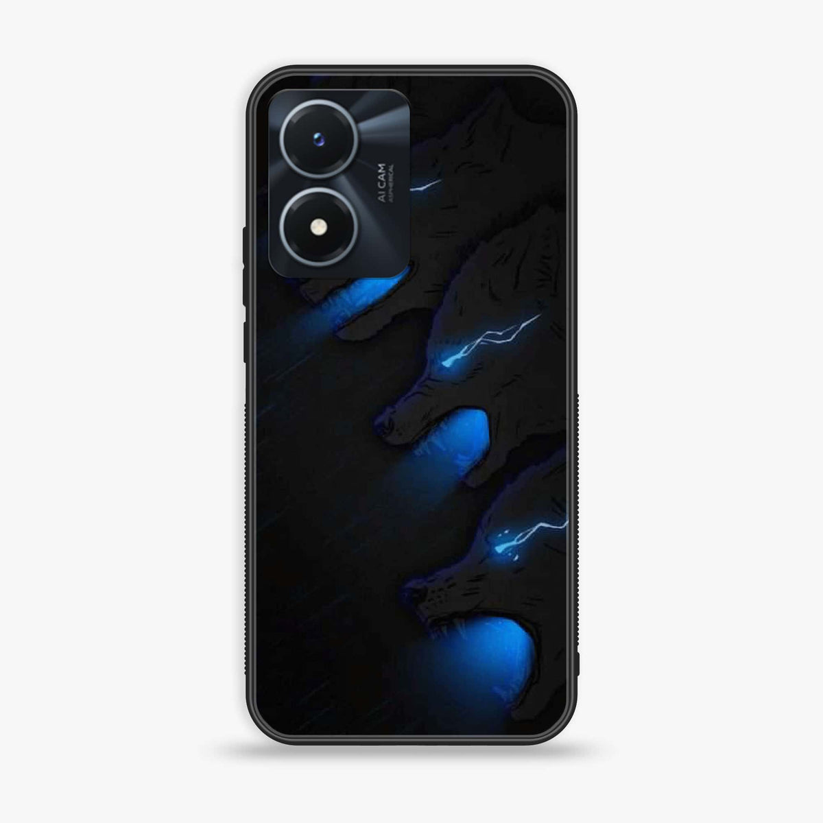 Vivo Y02s  - Black Art Series - Premium Printed Glass soft Bumper shock Proof Case