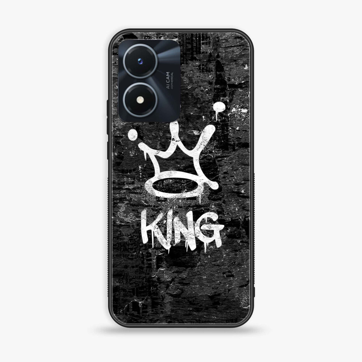 Vivo Y02s  - King Series V 2.0 - Premium Printed Glass soft Bumper shock Proof Case