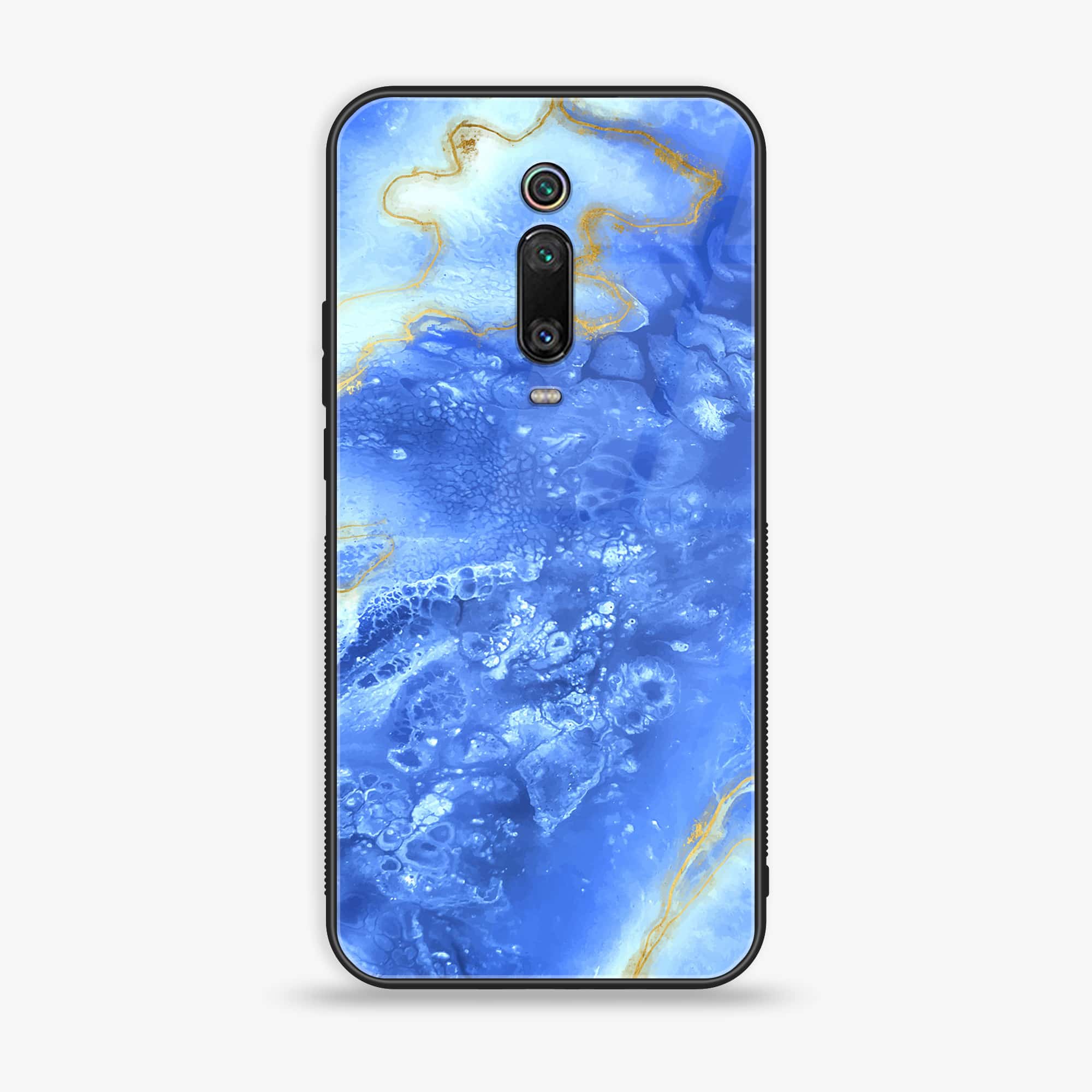 Xiaomi Mi 9T - Blue Marble Series V 2.0 - Premium Printed Glass soft Bumper shock Proof Case