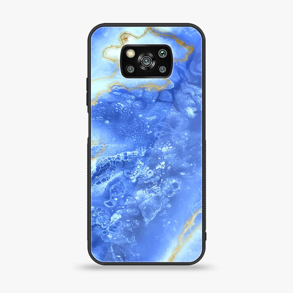 Xiaomi Poco X3 - Blue Marble Series V 2.0 - Premium Printed Glass soft Bumper shock Proof Case