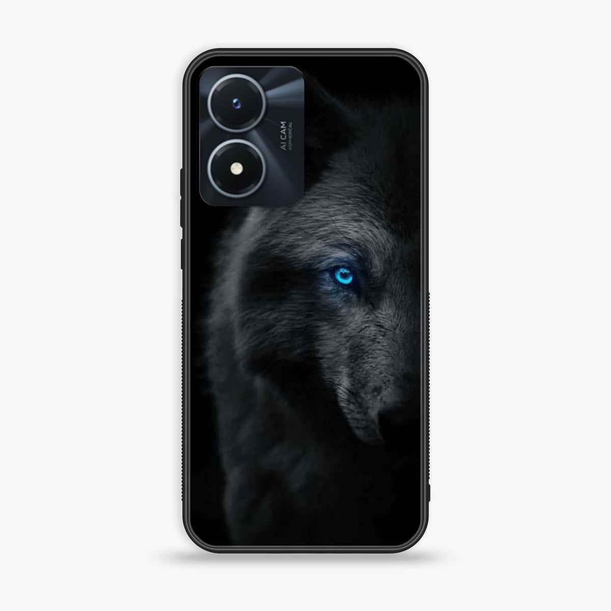 Vivo Y02s  - Black Art Series - Premium Printed Glass soft Bumper shock Proof Case