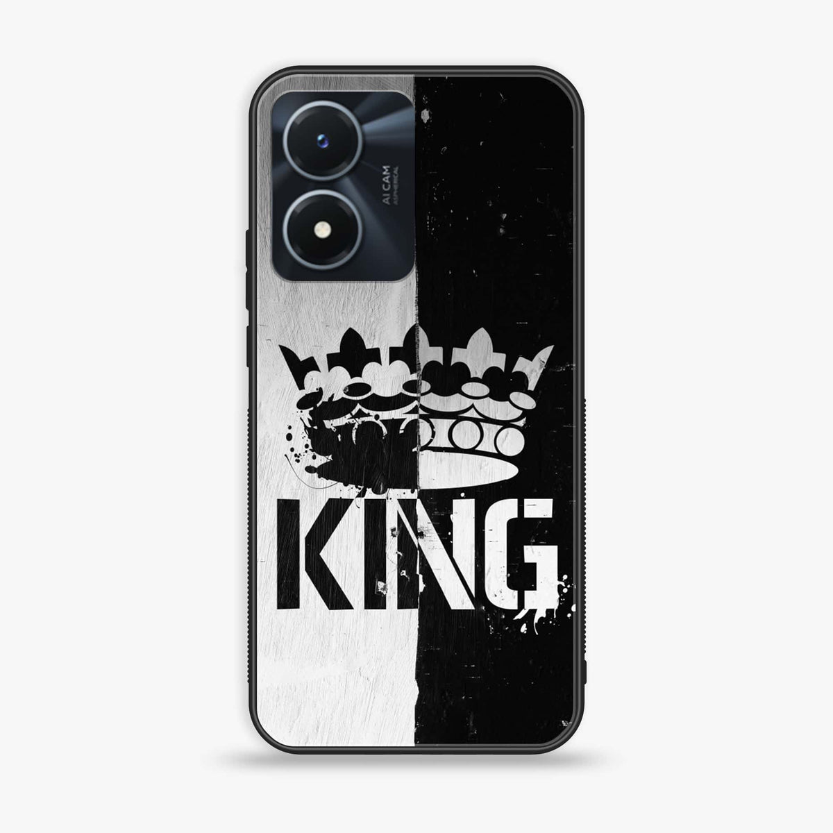 Vivo Y02s  - King Series V 2.0 - Premium Printed Glass soft Bumper shock Proof Case