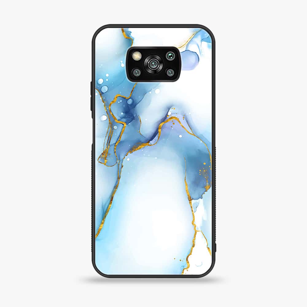 Xiaomi Poco X3 - Blue Marble Series V 2.0 - Premium Printed Glass soft Bumper shock Proof Case