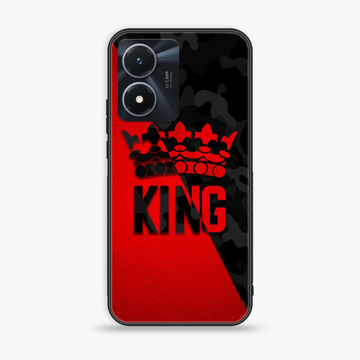 Vivo Y02s  - King Series V 2.0 - Premium Printed Glass soft Bumper shock Proof Case