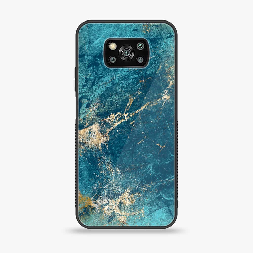 Xiaomi Poco X3 - Blue Marble Series V 2.0 - Premium Printed Glass soft Bumper shock Proof Case