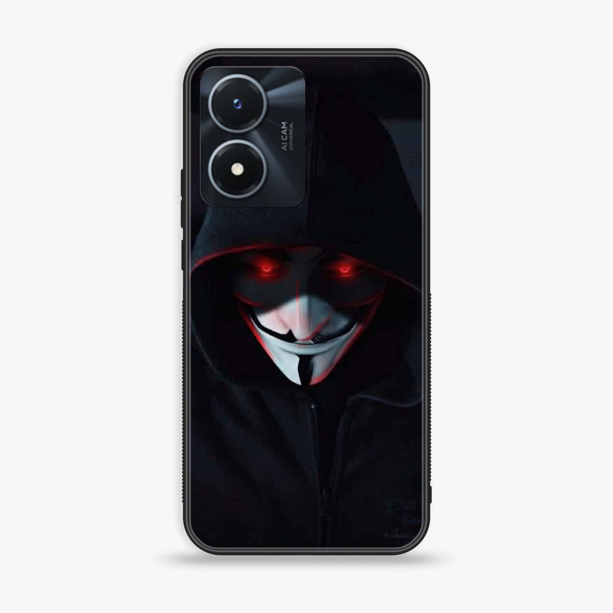 Vivo Y02s  - Black Art Series - Premium Printed Glass soft Bumper shock Proof Case