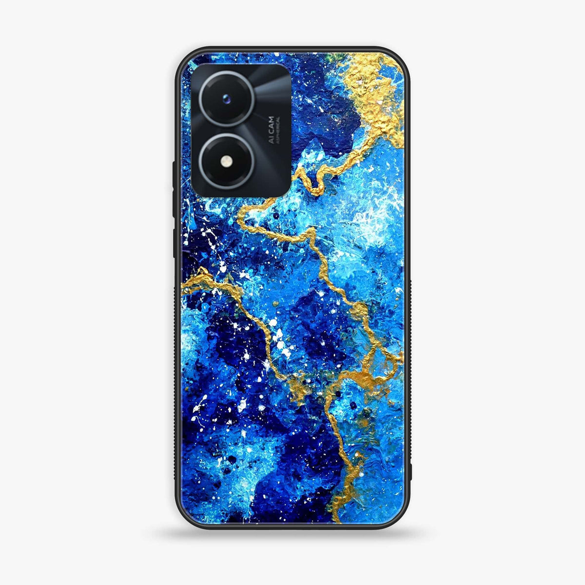 Vivo Y02s - Blue Marble Series V 2.0 - Premium Printed Glass soft Bumper shock Proof Case