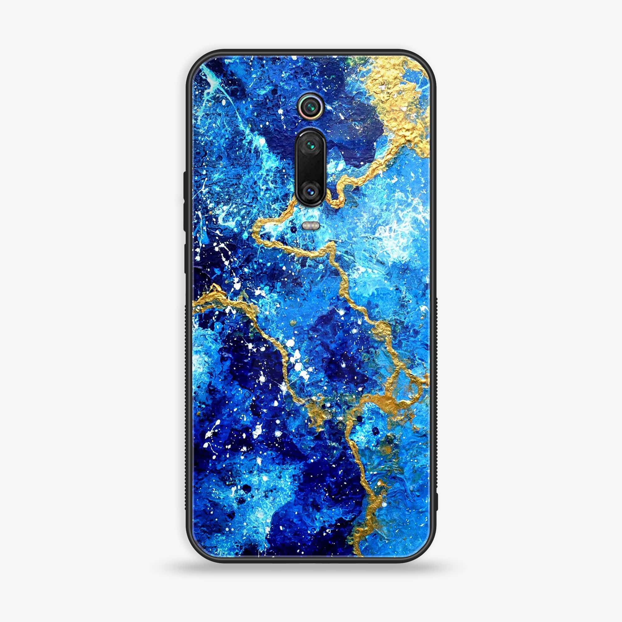 Xiaomi Mi 9T - Blue Marble Series V 2.0 - Premium Printed Glass soft Bumper shock Proof Case
