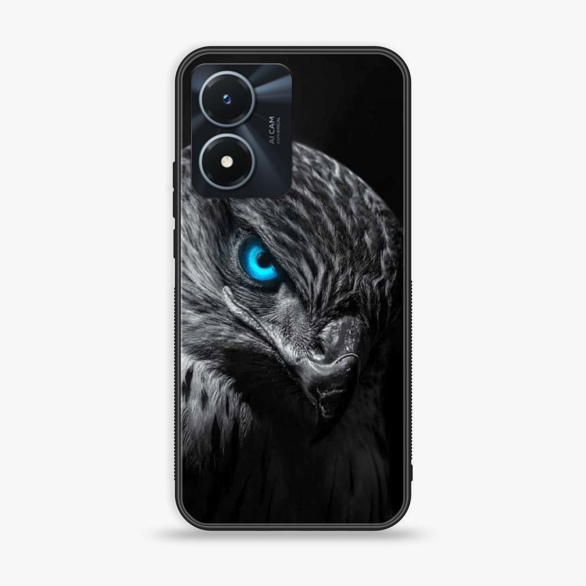 Vivo Y02s  - Black Art Series - Premium Printed Glass soft Bumper shock Proof Case