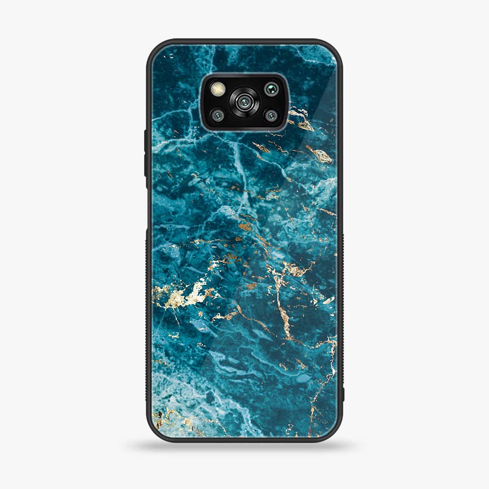 Xiaomi Poco X3 - Blue Marble Series V 2.0 - Premium Printed Glass soft Bumper shock Proof Case