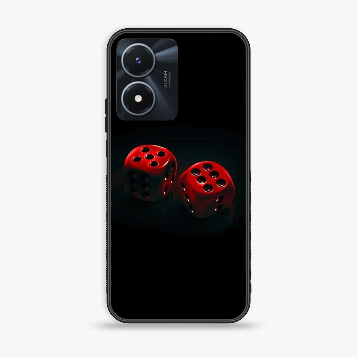 Vivo Y02s  - Black Art Series - Premium Printed Glass soft Bumper shock Proof Case