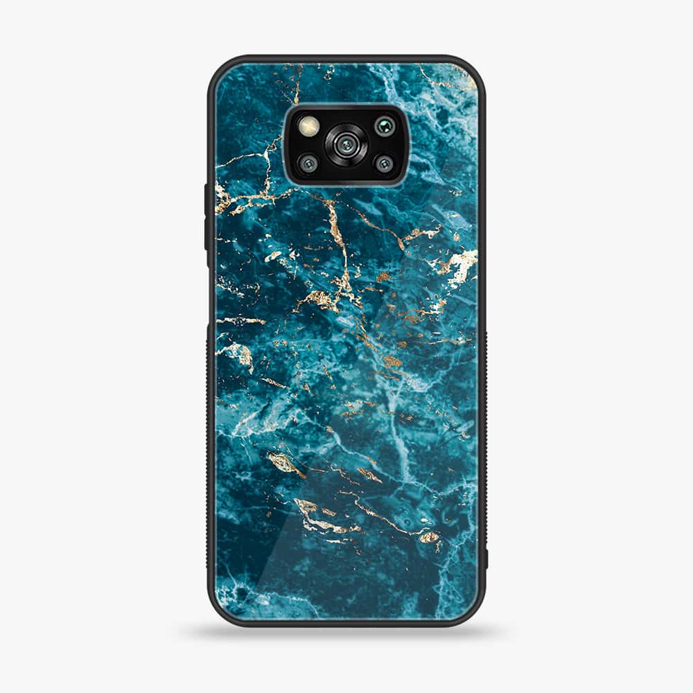 Xiaomi Poco X3 - Blue Marble Series V 2.0 - Premium Printed Glass soft Bumper shock Proof Case