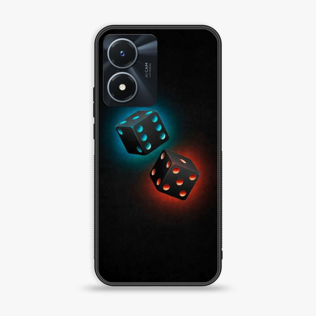 Vivo Y02s  - Black Art Series - Premium Printed Glass soft Bumper shock Proof Case