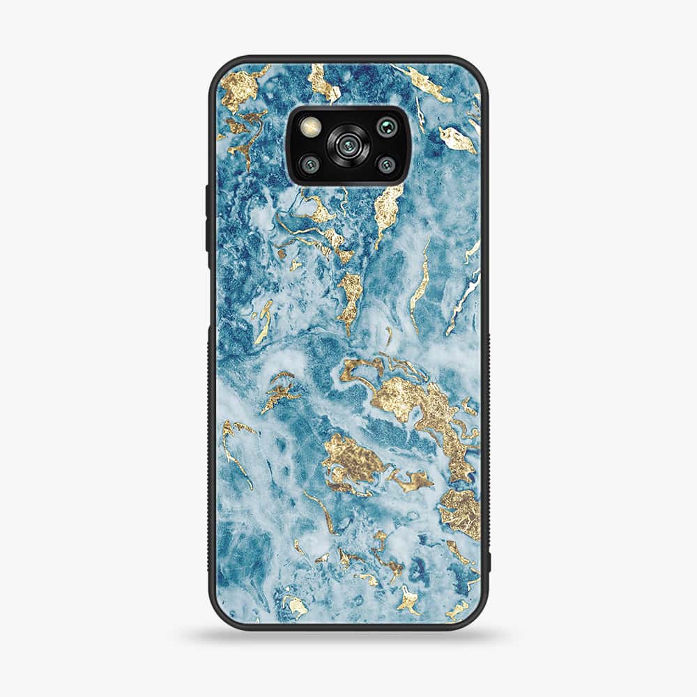 Xiaomi Poco X3 - Blue Marble Series V 2.0 - Premium Printed Glass soft Bumper shock Proof Case