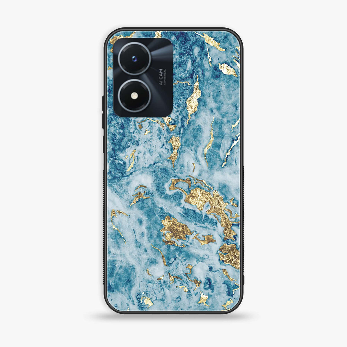 Vivo Y02s - Blue Marble Series V 2.0 - Premium Printed Glass soft Bumper shock Proof Case
