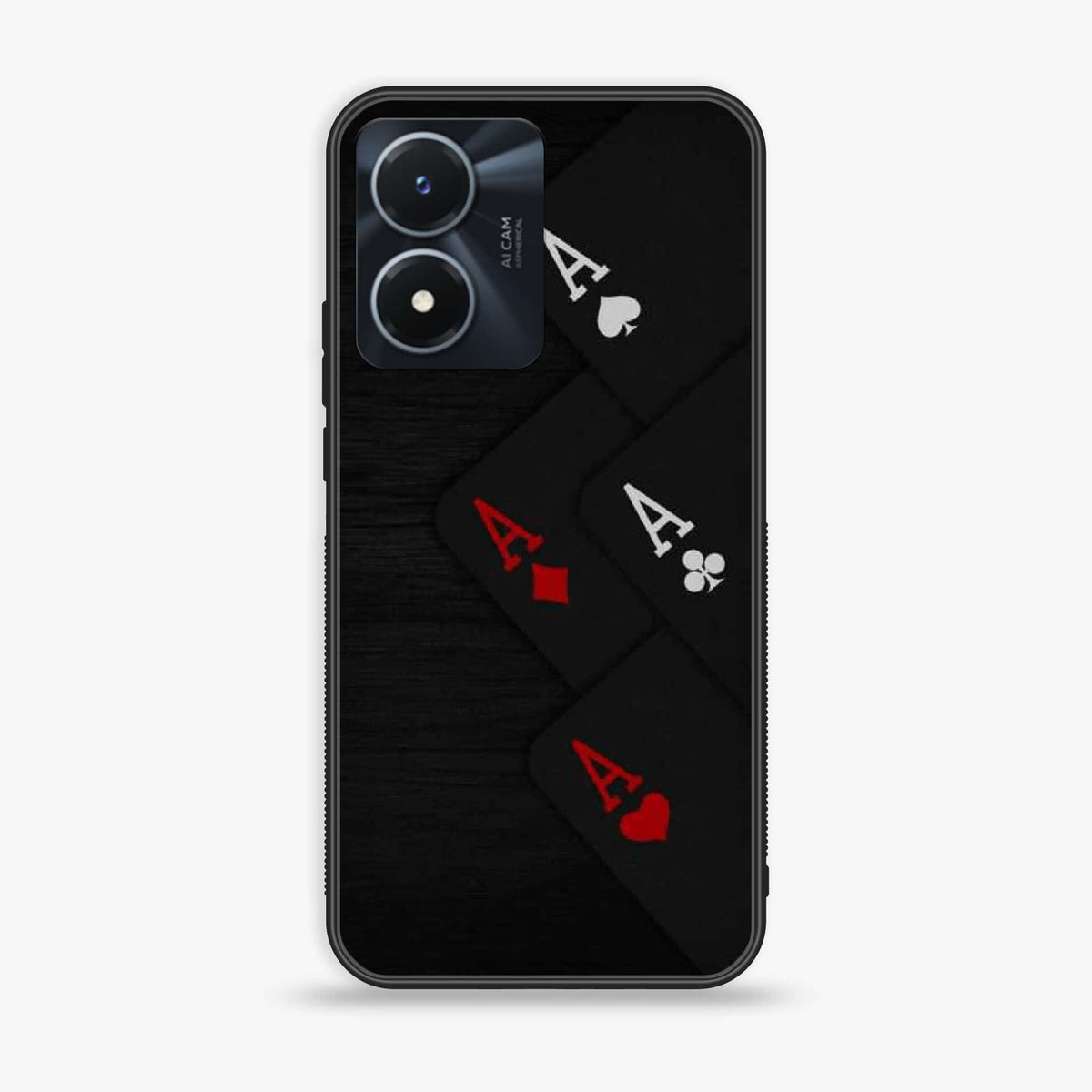 Vivo Y02s  - Black Art Series - Premium Printed Glass soft Bumper shock Proof Case