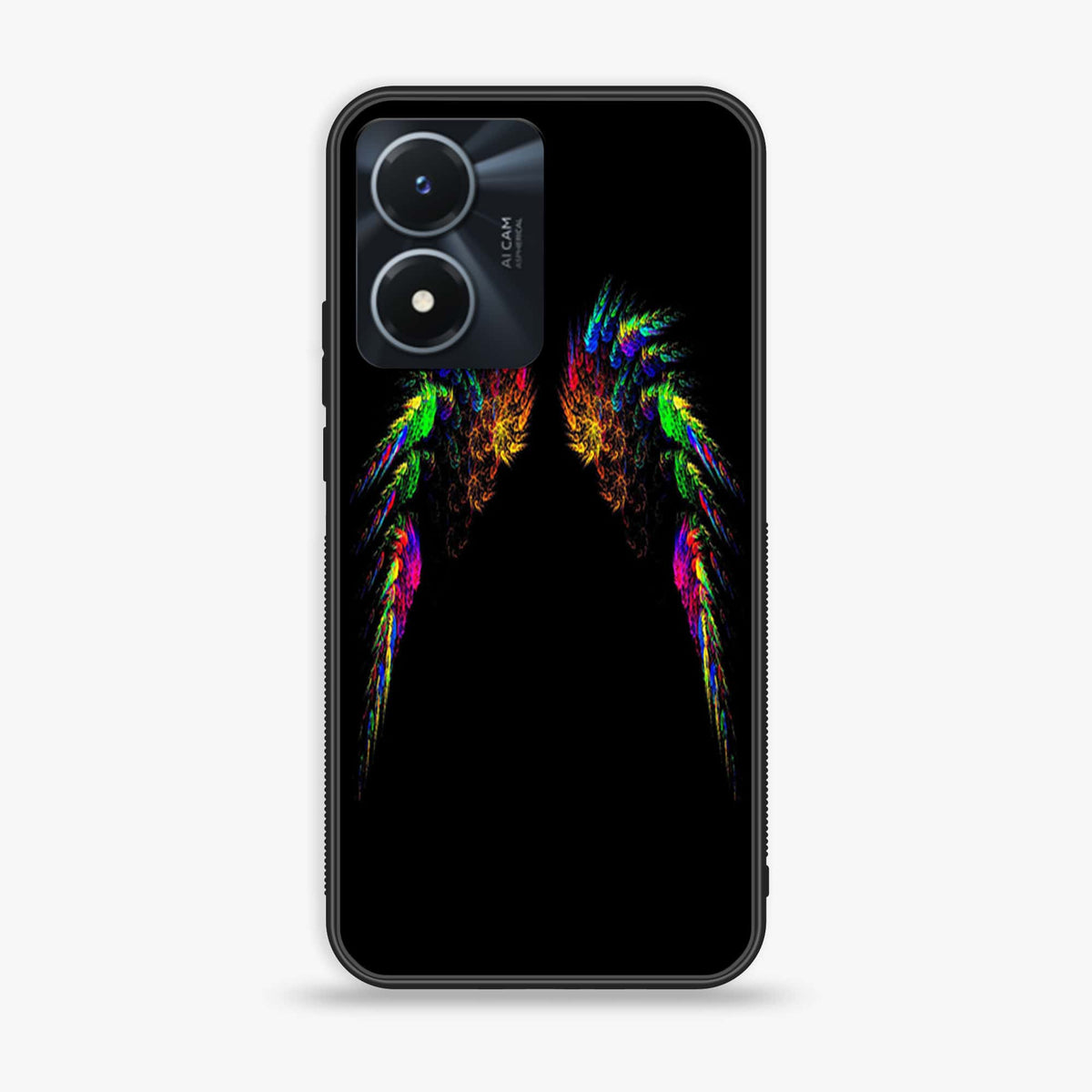 Vivo Y02s  - Angel Wings Series - Premium Printed Glass soft Bumper shock Proof Case