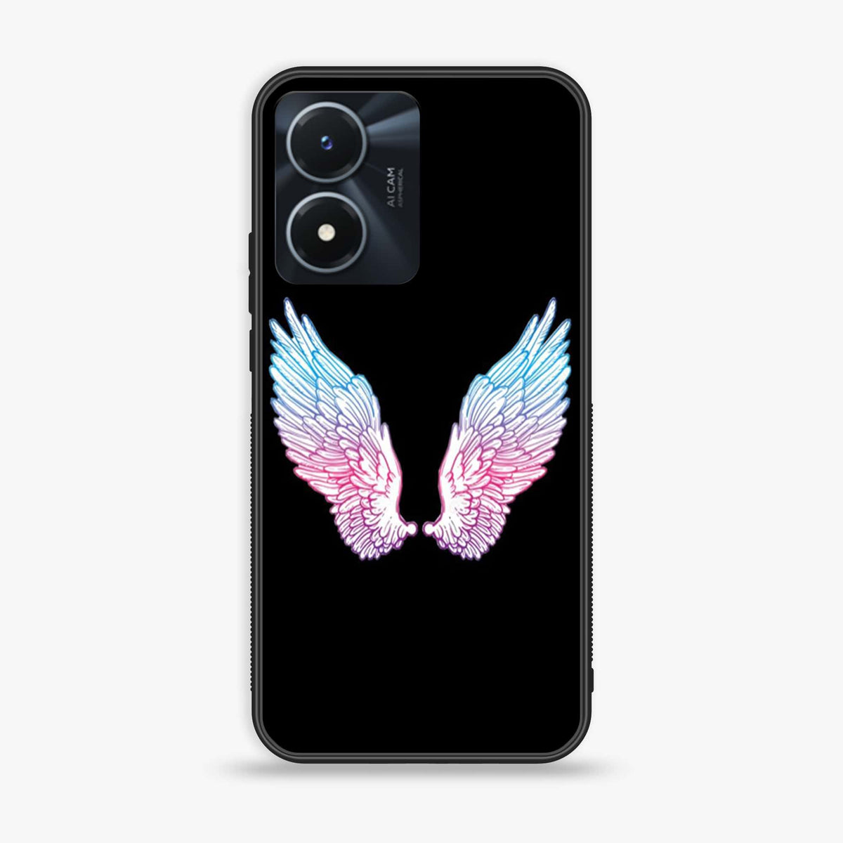 Vivo Y02s  - Angel Wings Series - Premium Printed Glass soft Bumper shock Proof Case