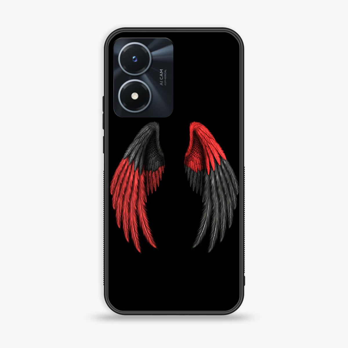 Vivo Y02s  - Angel Wings Series - Premium Printed Glass soft Bumper shock Proof Case