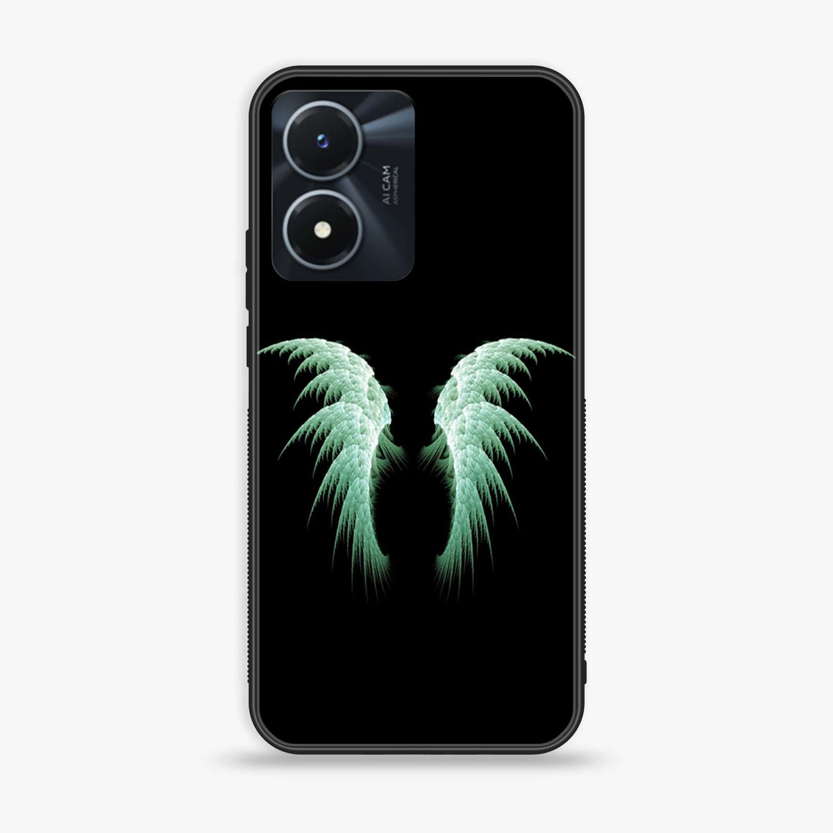 Vivo Y02s  - Angel Wings Series - Premium Printed Glass soft Bumper shock Proof Case