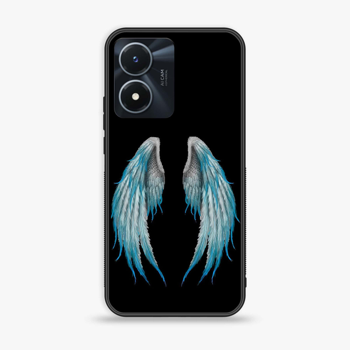 Vivo Y02s  - Angel Wings Series - Premium Printed Glass soft Bumper shock Proof Case