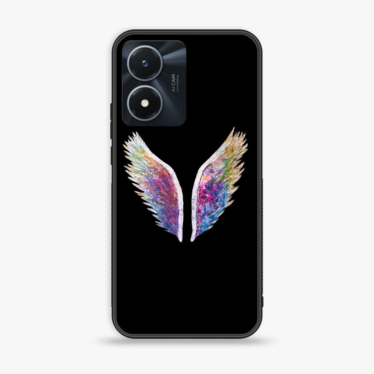 Vivo Y02s  - Angel Wings Series - Premium Printed Glass soft Bumper shock Proof Case