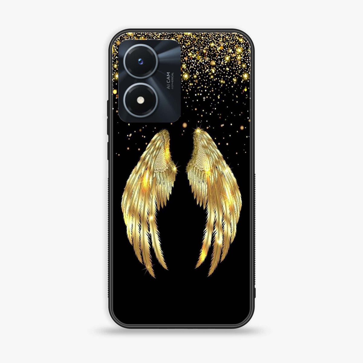 Vivo Y02s  - Angel Wings Series - Premium Printed Glass soft Bumper shock Proof Case