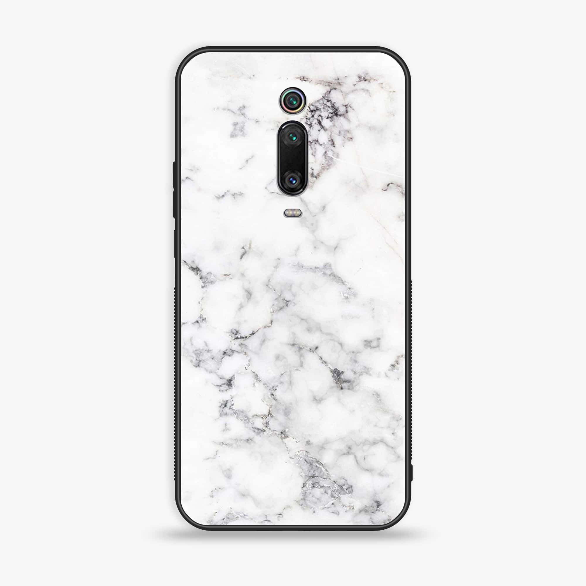 Xiaomi Mi 9T - White Marble Series - Premium Printed Glass soft Bumper shock Proof Case