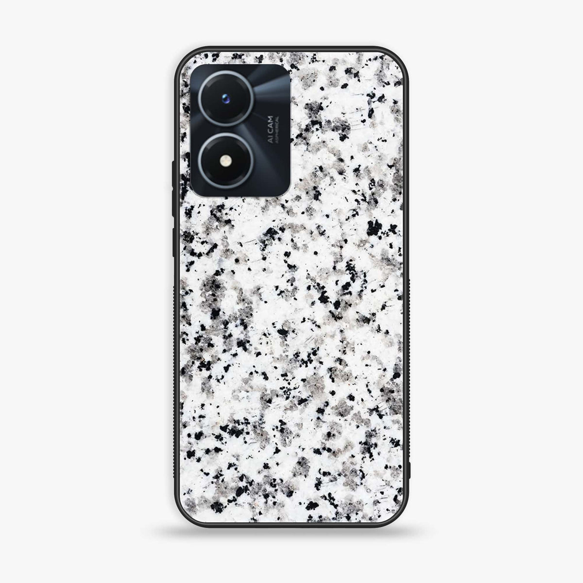 Vivo Y02s  - White Marble Series - Premium Printed Glass soft Bumper shock Proof Case