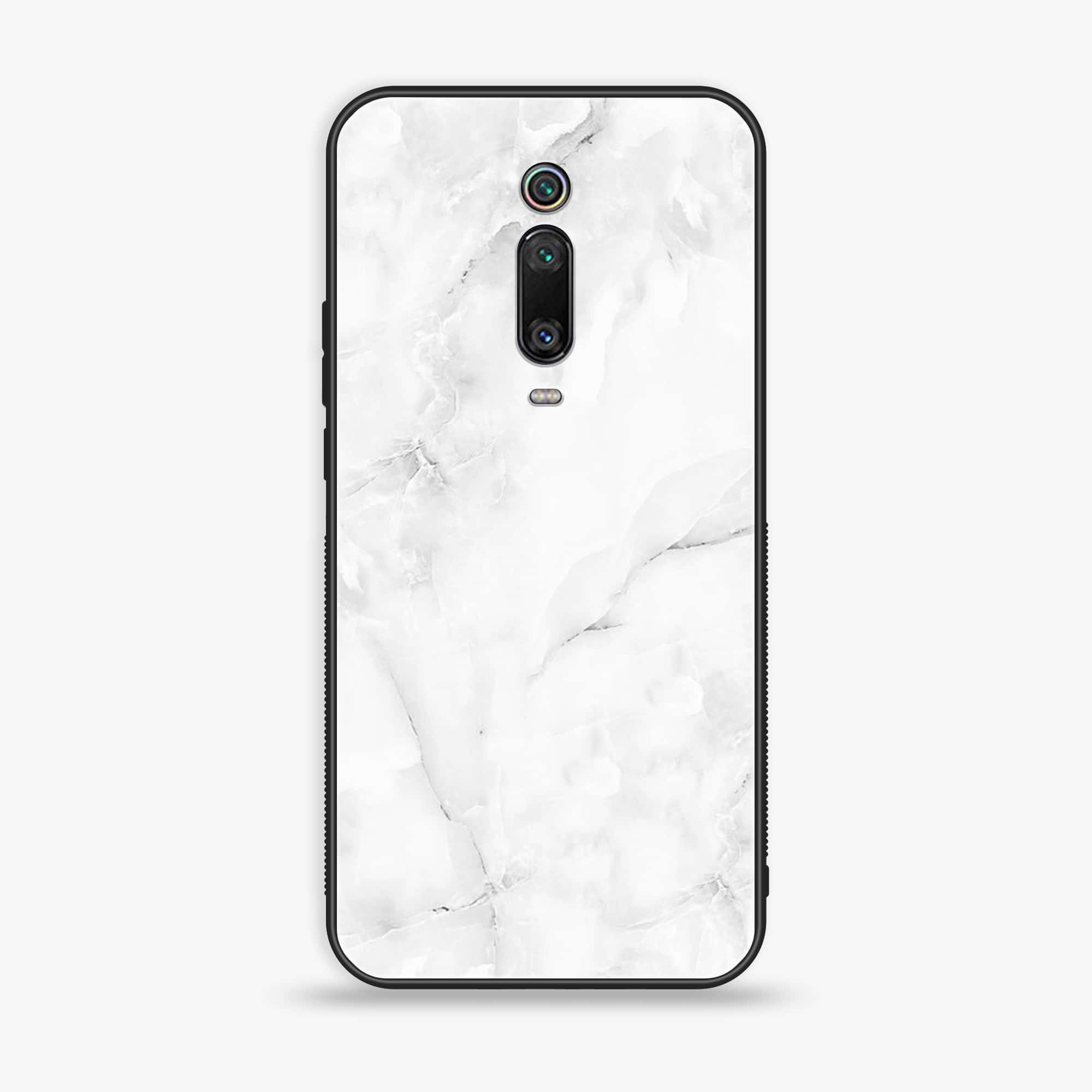 Xiaomi Mi 9T - White Marble Series - Premium Printed Glass soft Bumper shock Proof Case