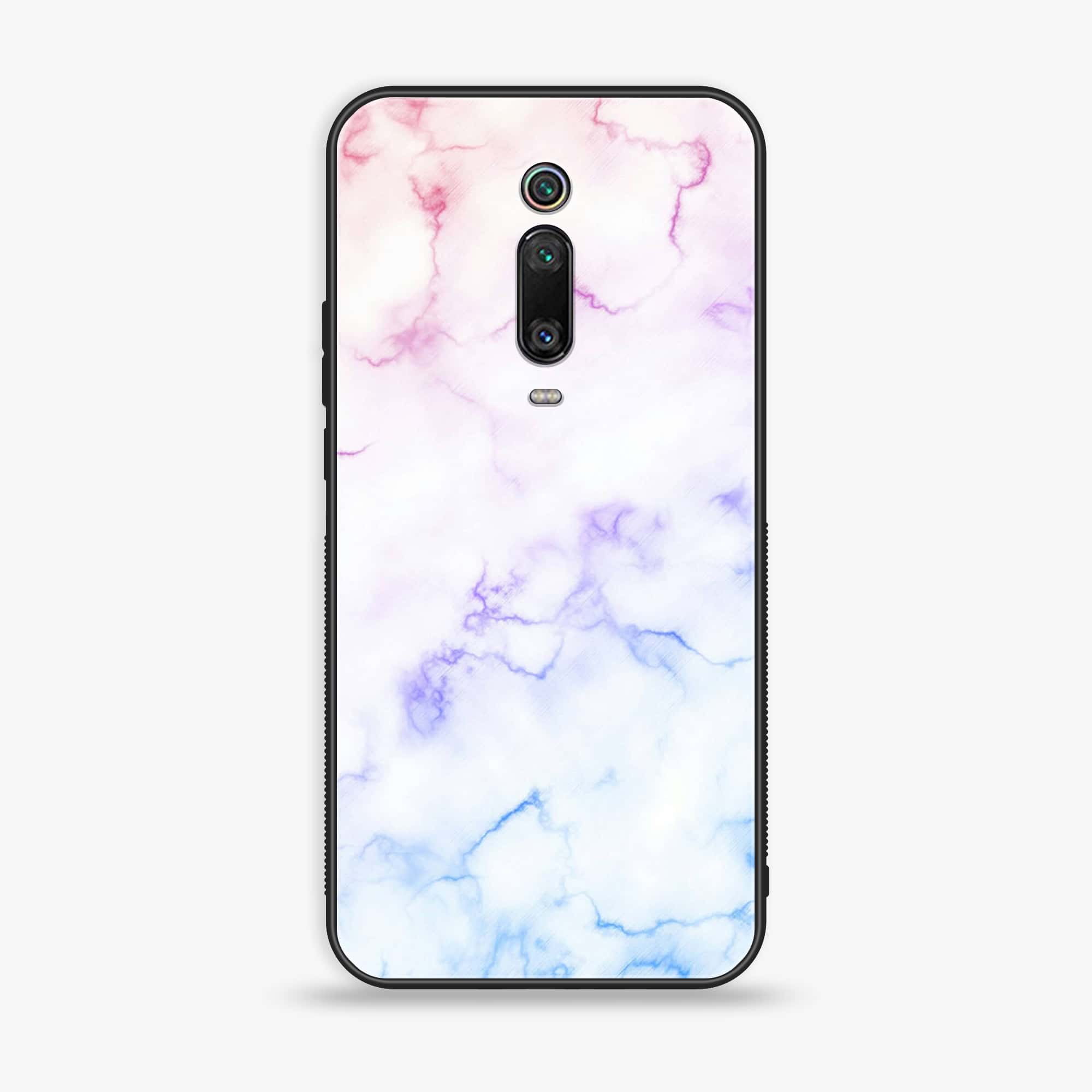 Xiaomi Mi 9T - White Marble Series - Premium Printed Glass soft Bumper shock Proof Case