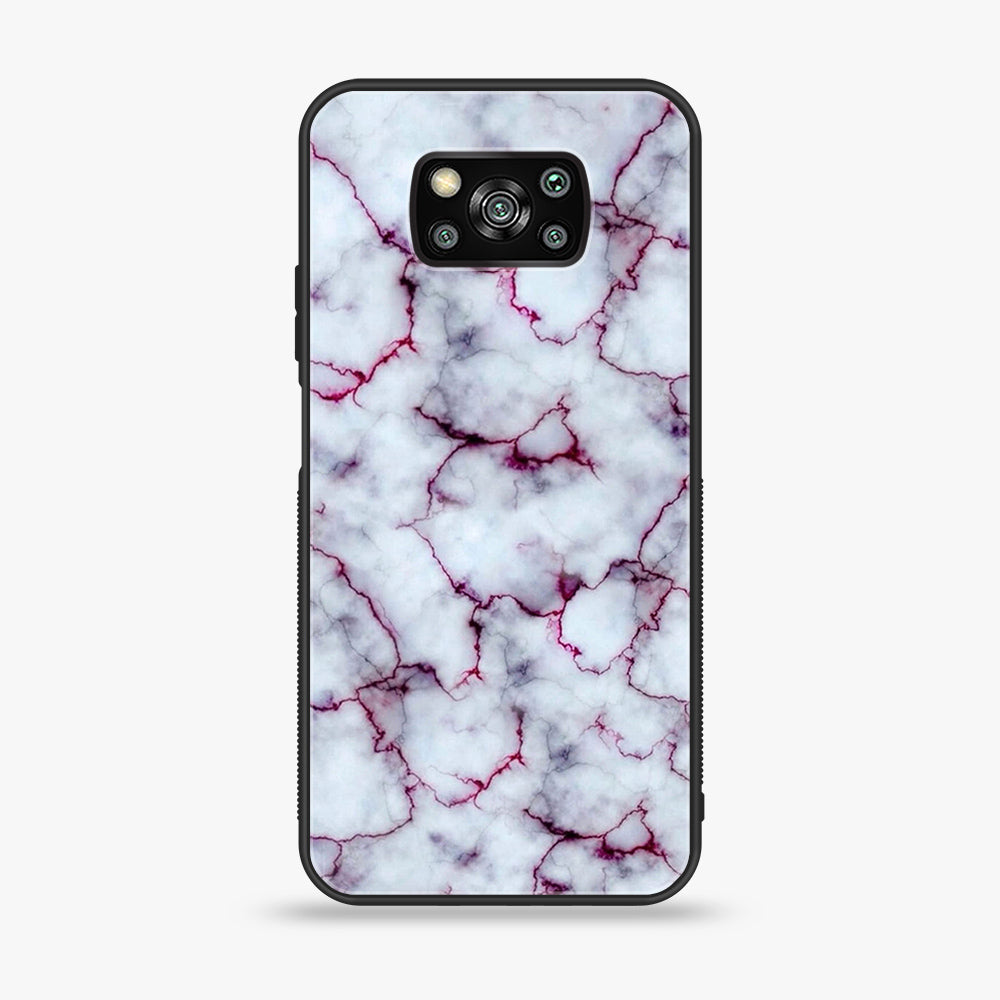 Xiaomi Poco X3 -White Marble Series - Premium Printed Glass soft Bumper shock Proof Case