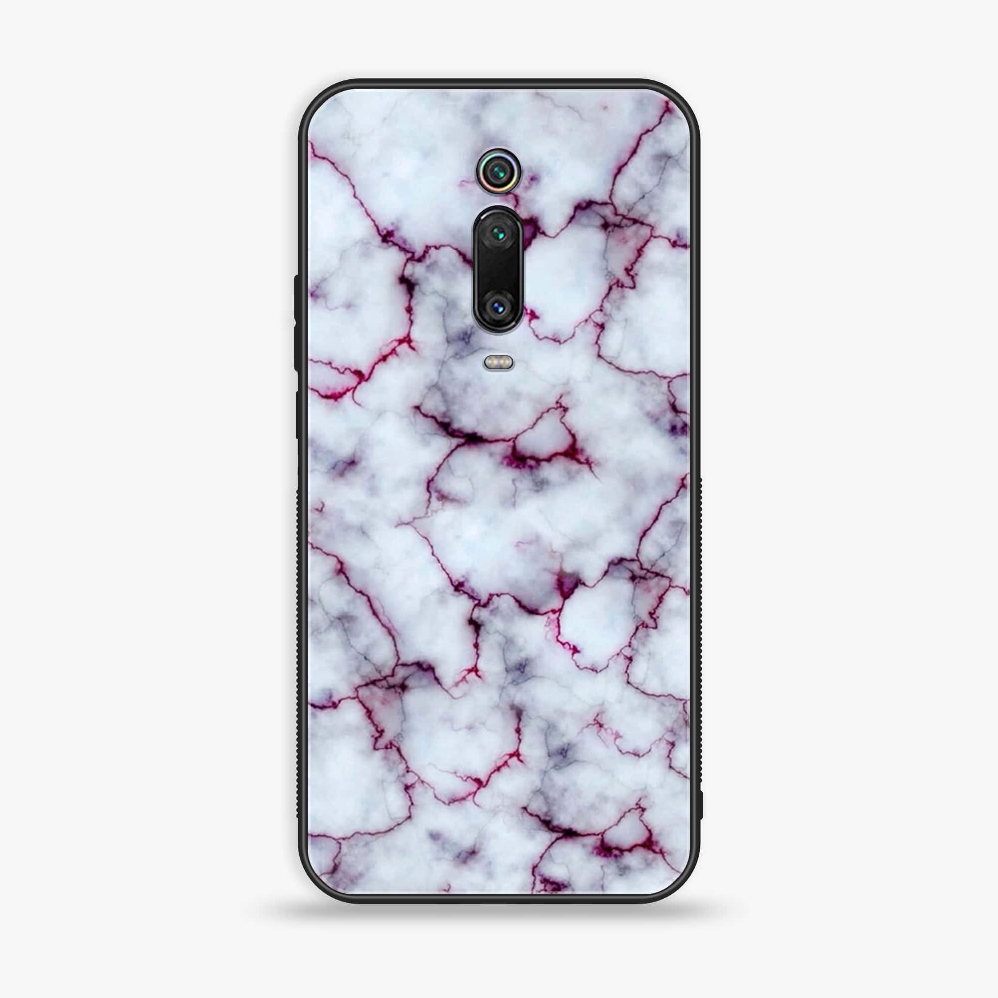 Xiaomi Mi 9T - White Marble Series - Premium Printed Glass soft Bumper shock Proof Case