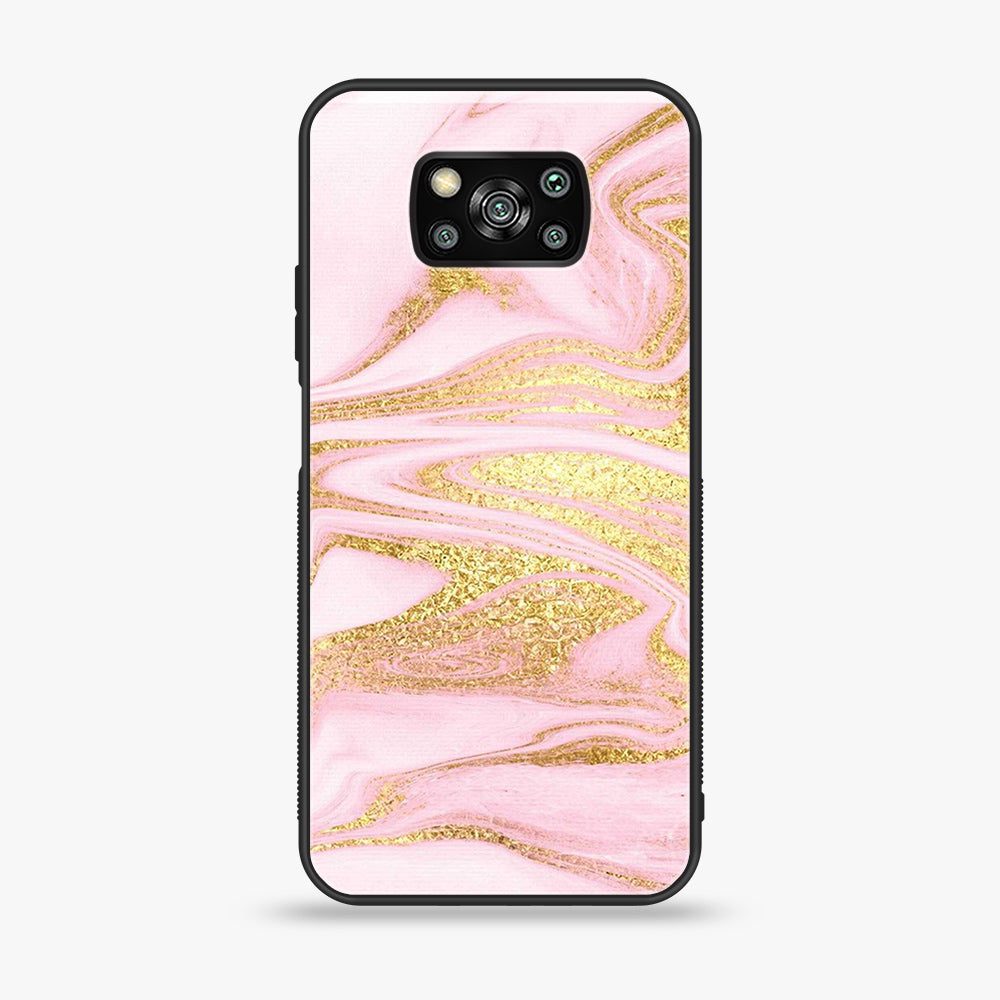 Xiaomi Poco X3 - Pink Marble Series - Premium Printed Glass soft Bumper shock Proof Case