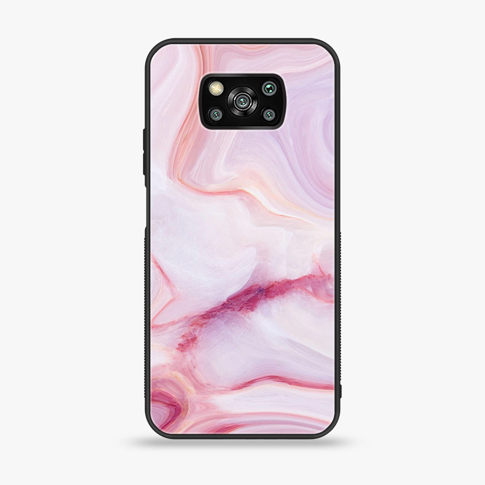 Xiaomi Poco X3 - Pink Marble Series - Premium Printed Glass soft Bumper shock Proof Case