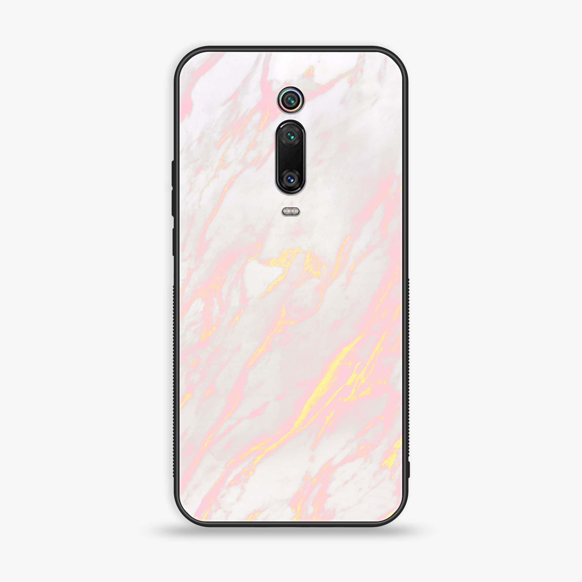 Xiaomi Mi 9T - Pink Marble Series - Premium Printed Glass soft Bumper shock Proof Case