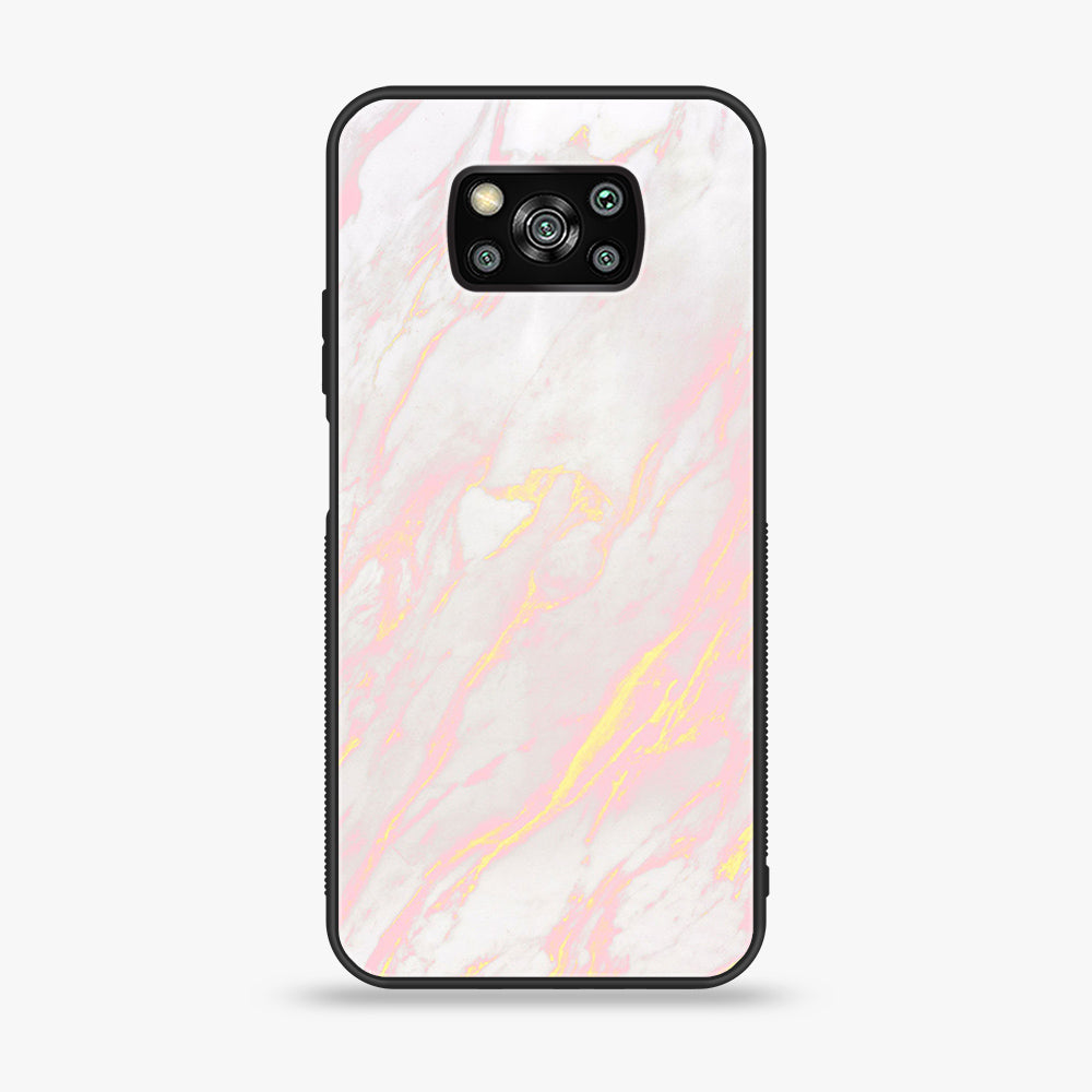 Xiaomi Poco X3 - Pink Marble Series - Premium Printed Glass soft Bumper shock Proof Case