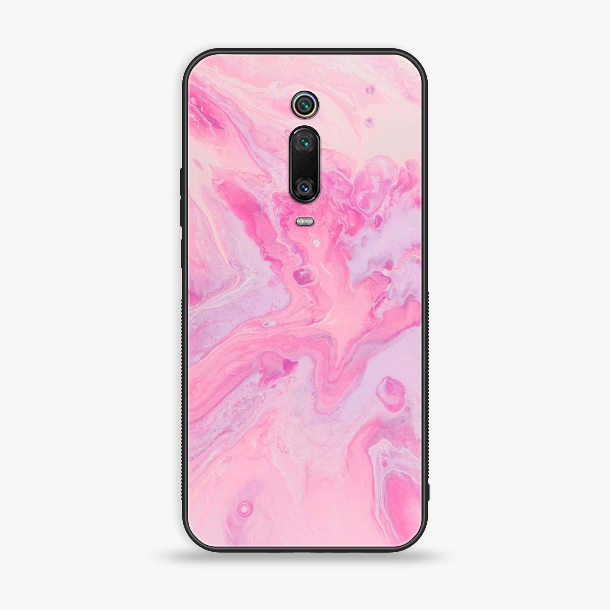 Xiaomi Mi 9T - Pink Marble Series - Premium Printed Glass soft Bumper shock Proof Case