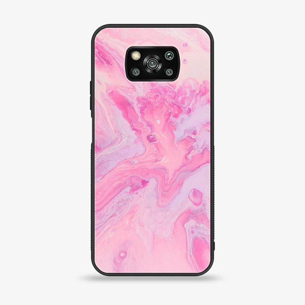 Xiaomi Poco X3 - Pink Marble Series - Premium Printed Glass soft Bumper shock Proof Case