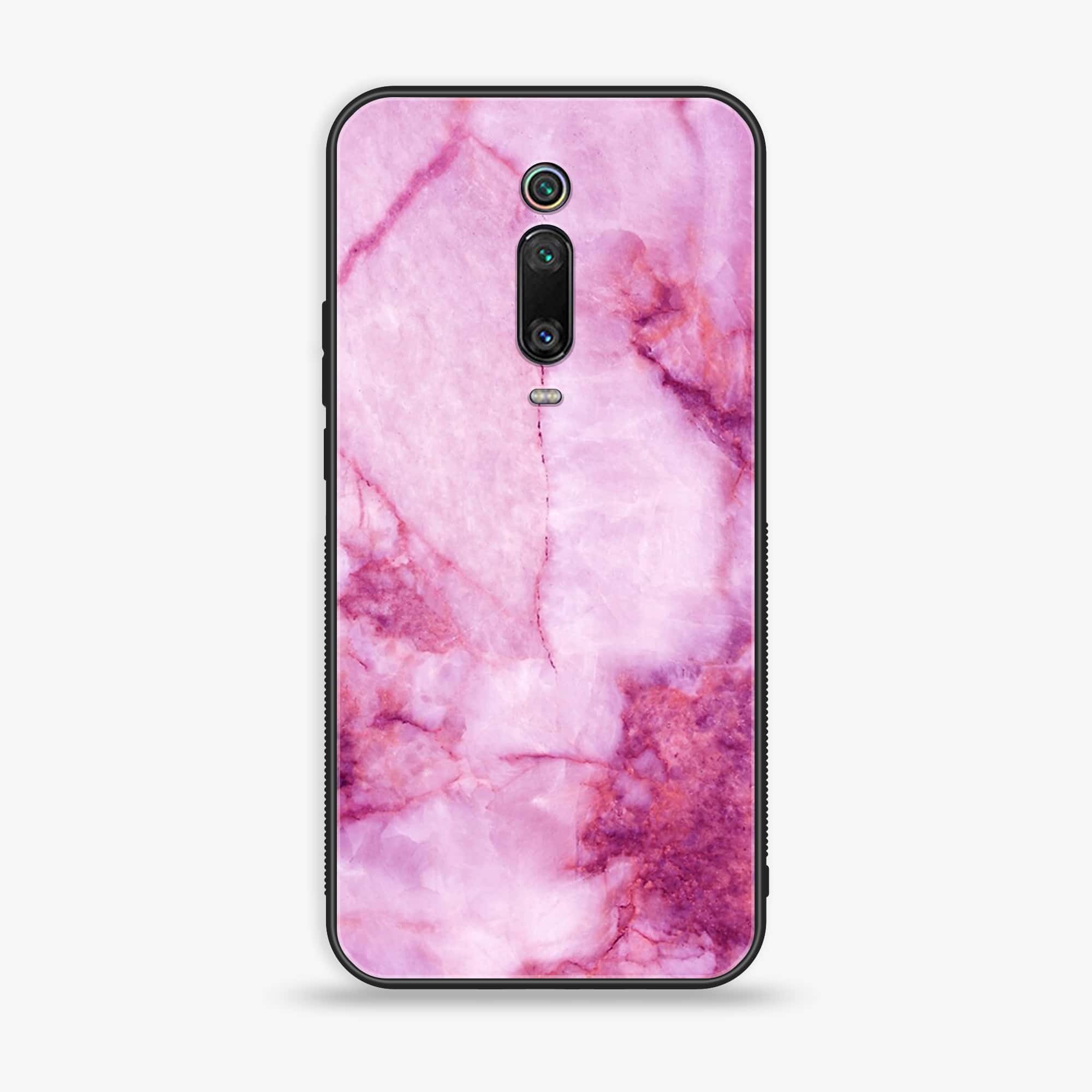 Xiaomi Mi 9T - Pink Marble Series - Premium Printed Glass soft Bumper shock Proof Case