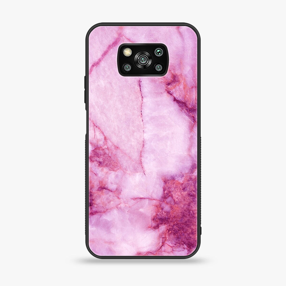 Xiaomi Poco X3 - Pink Marble Series - Premium Printed Glass soft Bumper shock Proof Case