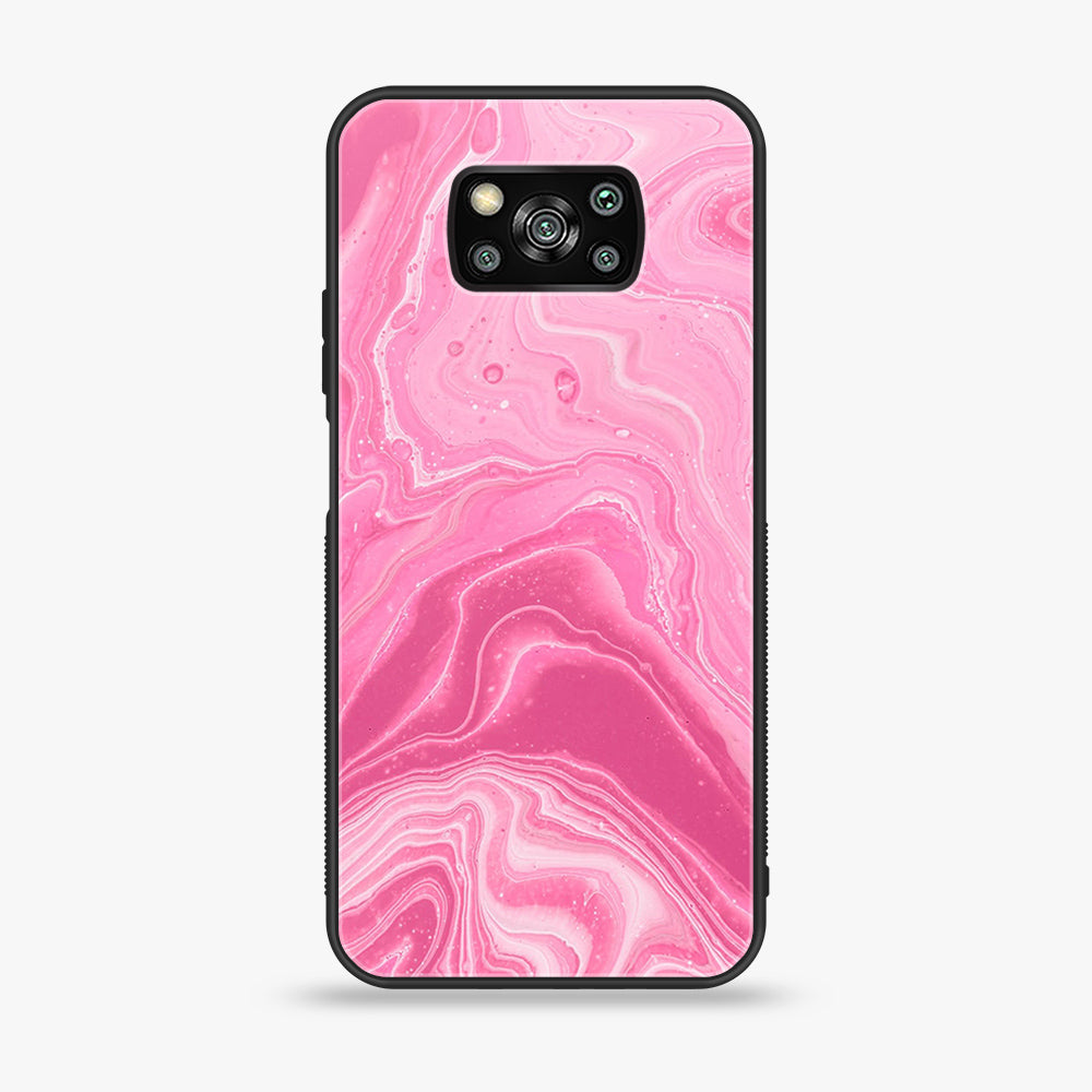 Xiaomi Poco X3 - Pink Marble Series - Premium Printed Glass soft Bumper shock Proof Case